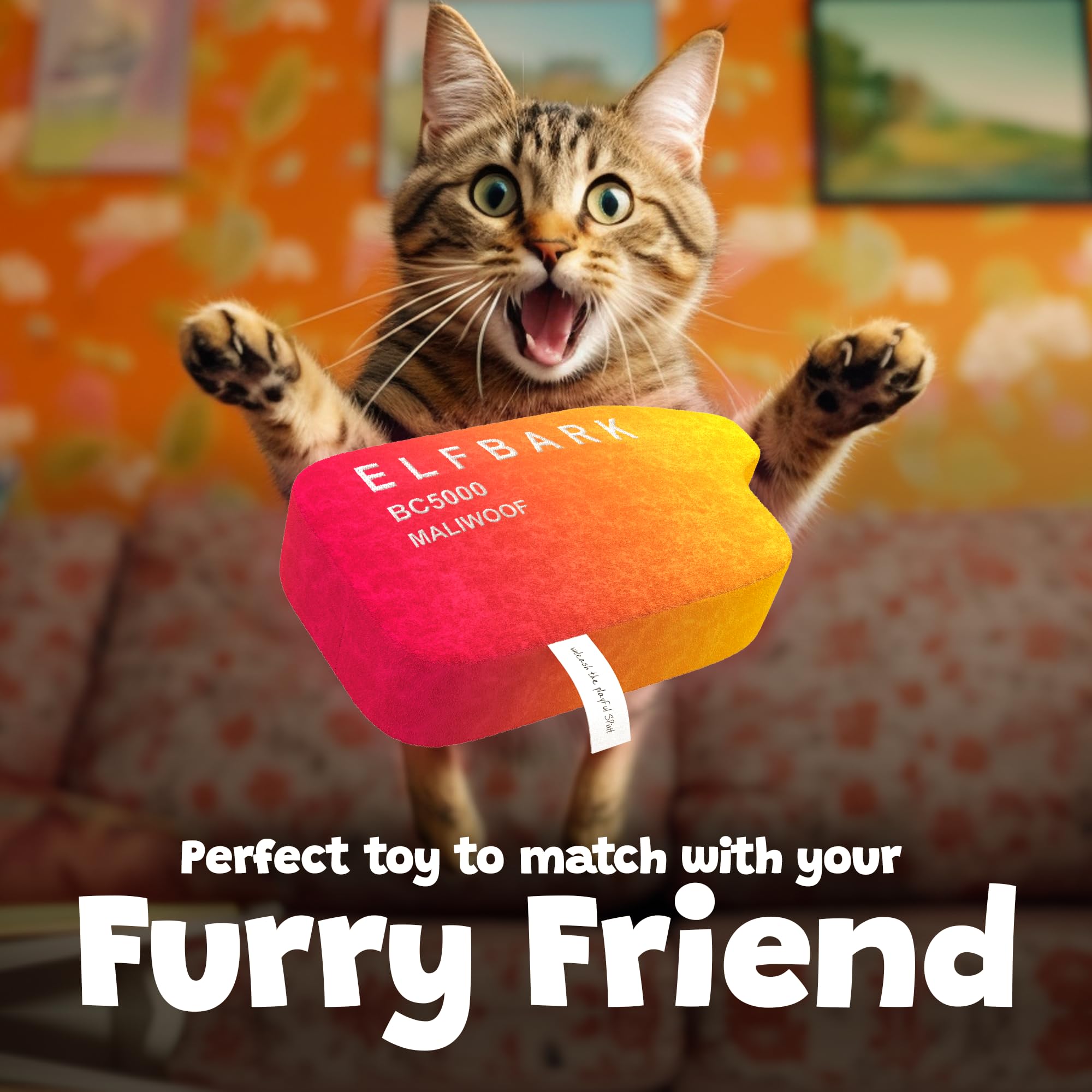 Two Tails Puff Parody Toy peach packaging shown as gift ready for dog lovers