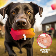 Two Tails Puff Parody Toy peach close-up shows sturdy stitching for chew heavy sessions