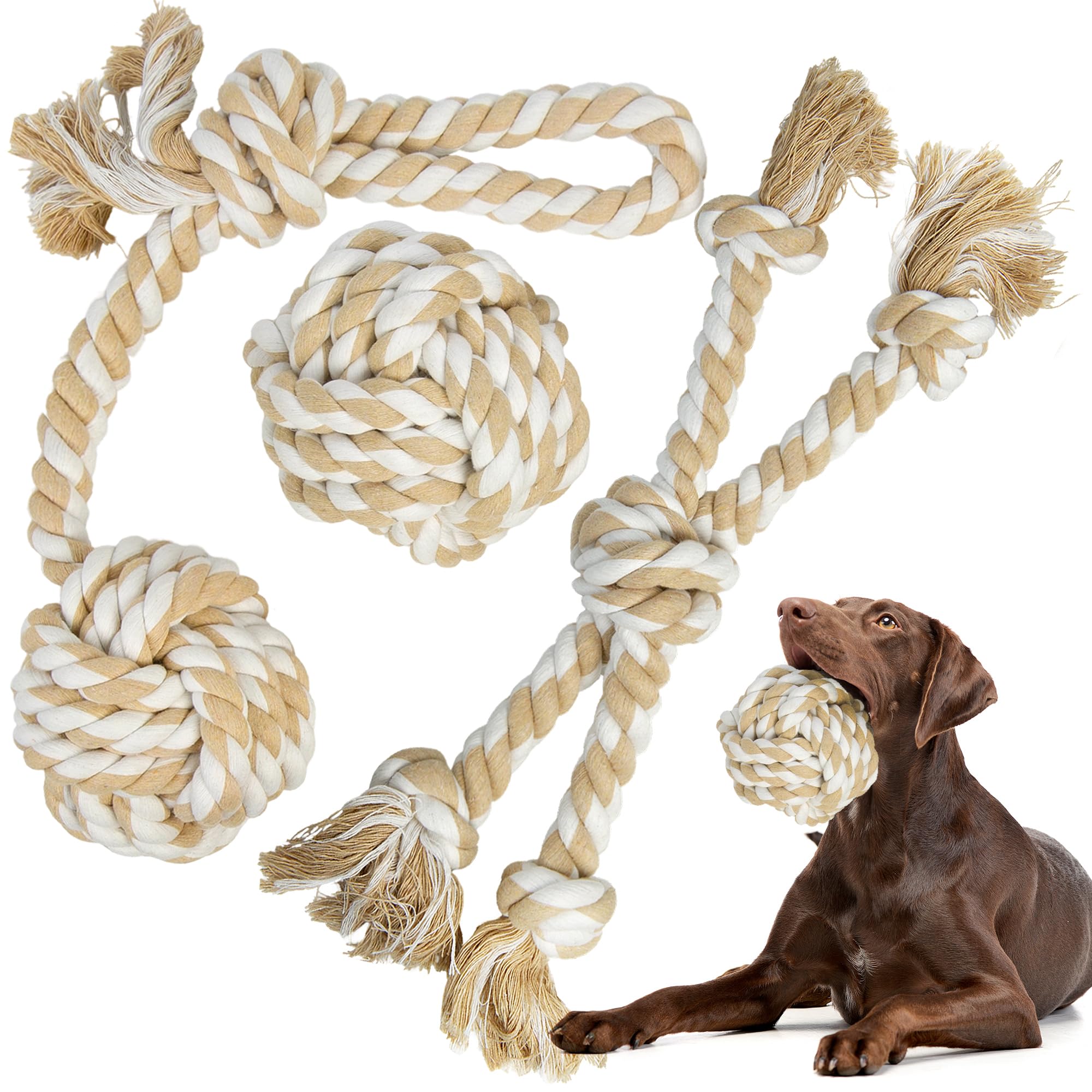 TwoEar dog rope toy pack for large dogs – durable chews for interactive play