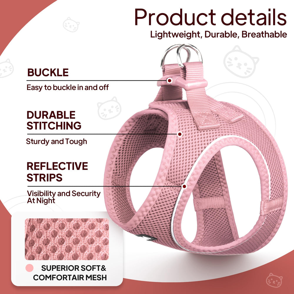 TwoEar pink breathable mesh harness keeps small pets cool during walks.