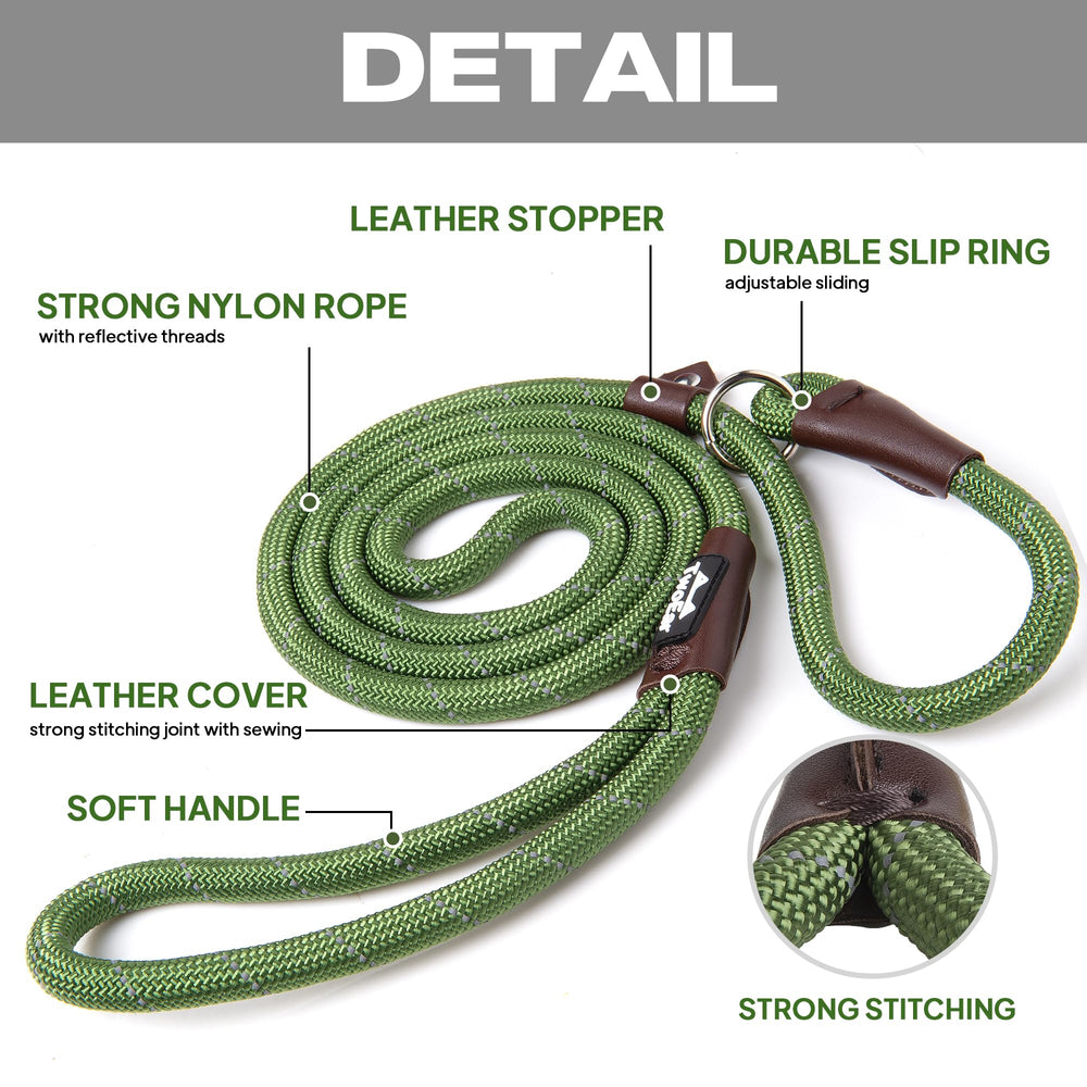 TwoEar Slip Lead green mountain rope durability for long-lasting adventures.