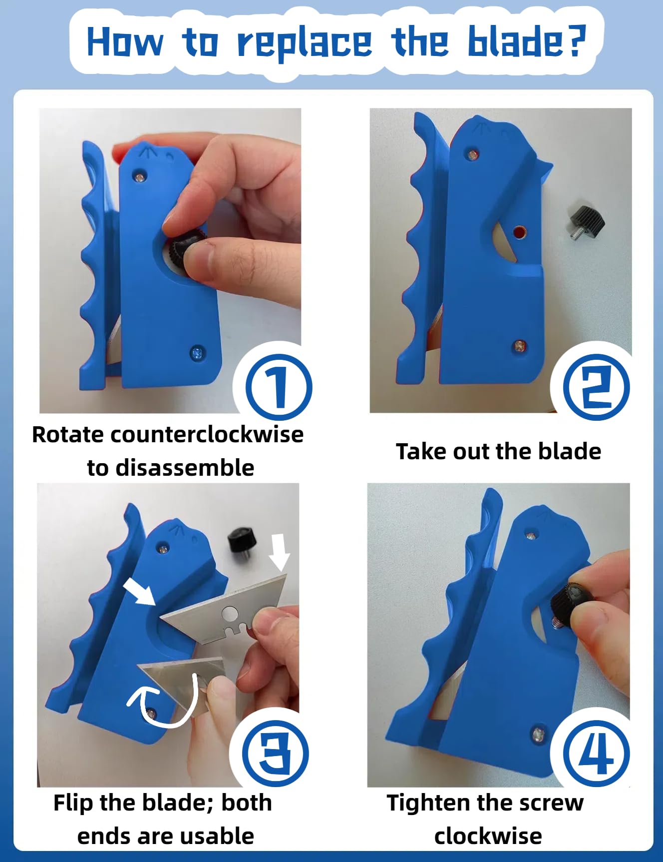 TWWidgon cardboard cutter with blade storage box keeps blades organized and handy.
