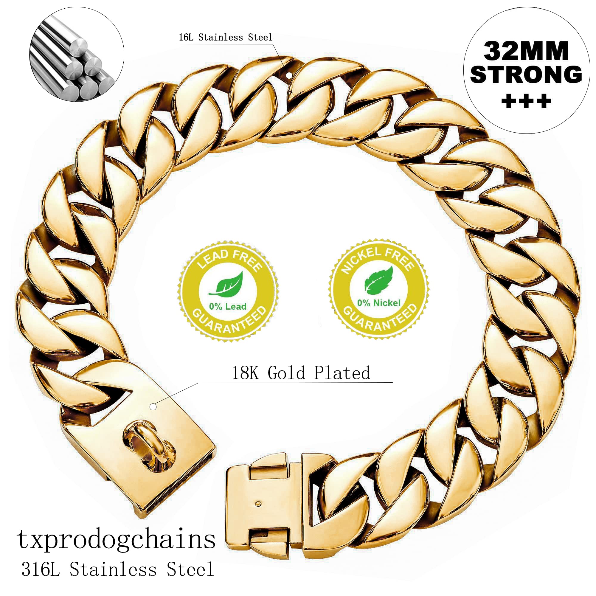 txprodogchains measuring guide shows correct neck sizing for proper fit
