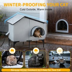 Txunocy heated cat house insulation detail highlights five-layer warmth for cold days.