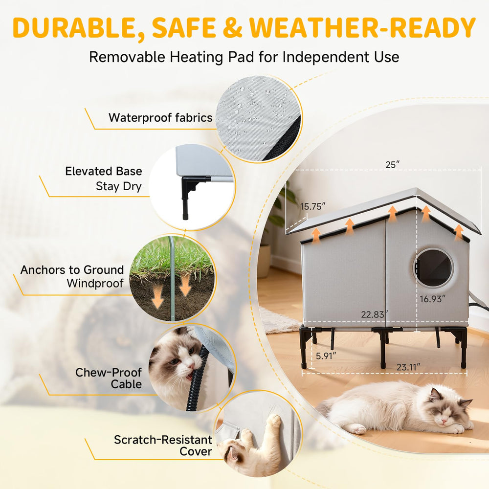 Txunocy heated cat house Velcro assembly enables quick cleaning and setup.