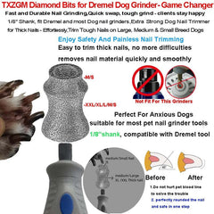 TXZGM quick-twist-on-fit for Dremel dog nail grinder speeds up setup.