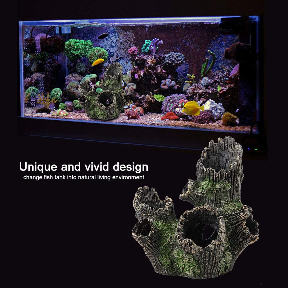 Tyenaza driftwood ornament in tank demonstrates sunken-look décor boosting depth