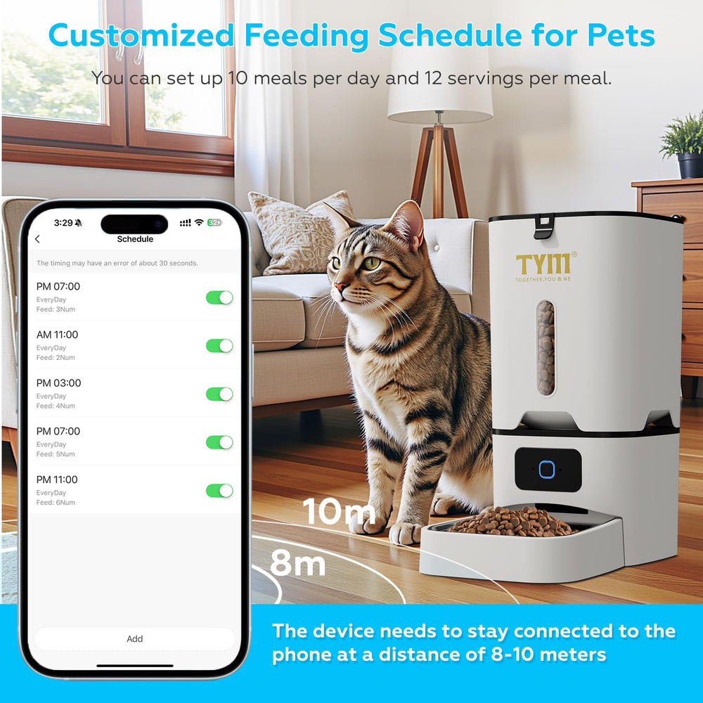 TYM 7L capacity keeps food available for multi-pet households.