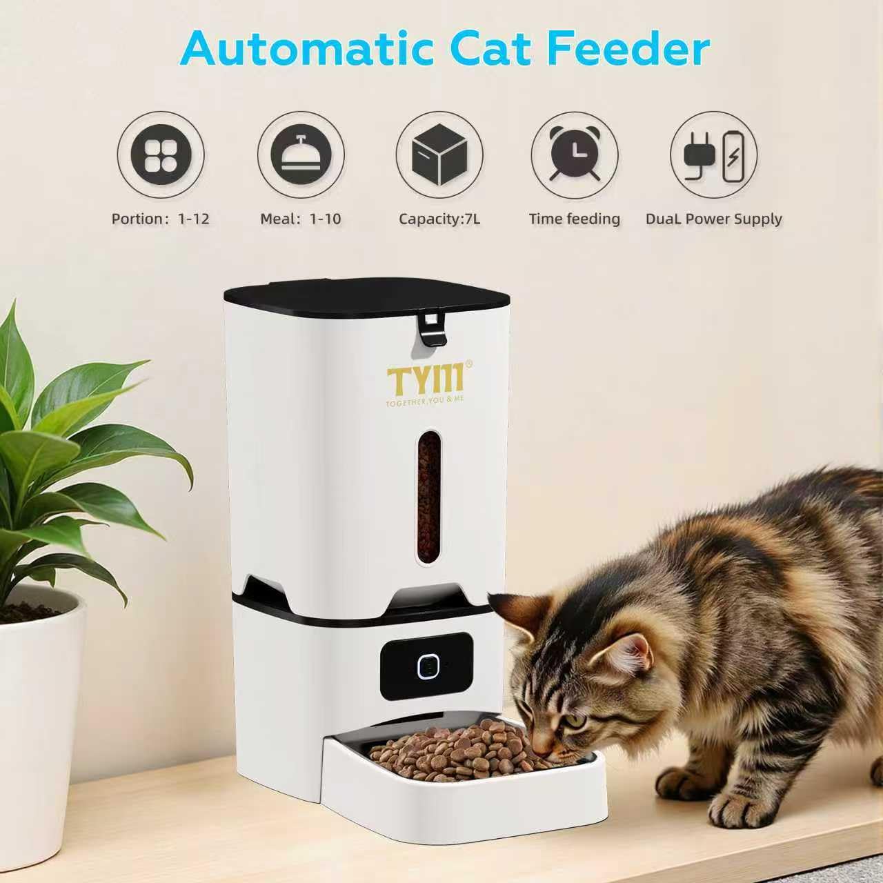 TYM cat feeder app setup demonstrates quick local pairing within 10m.
