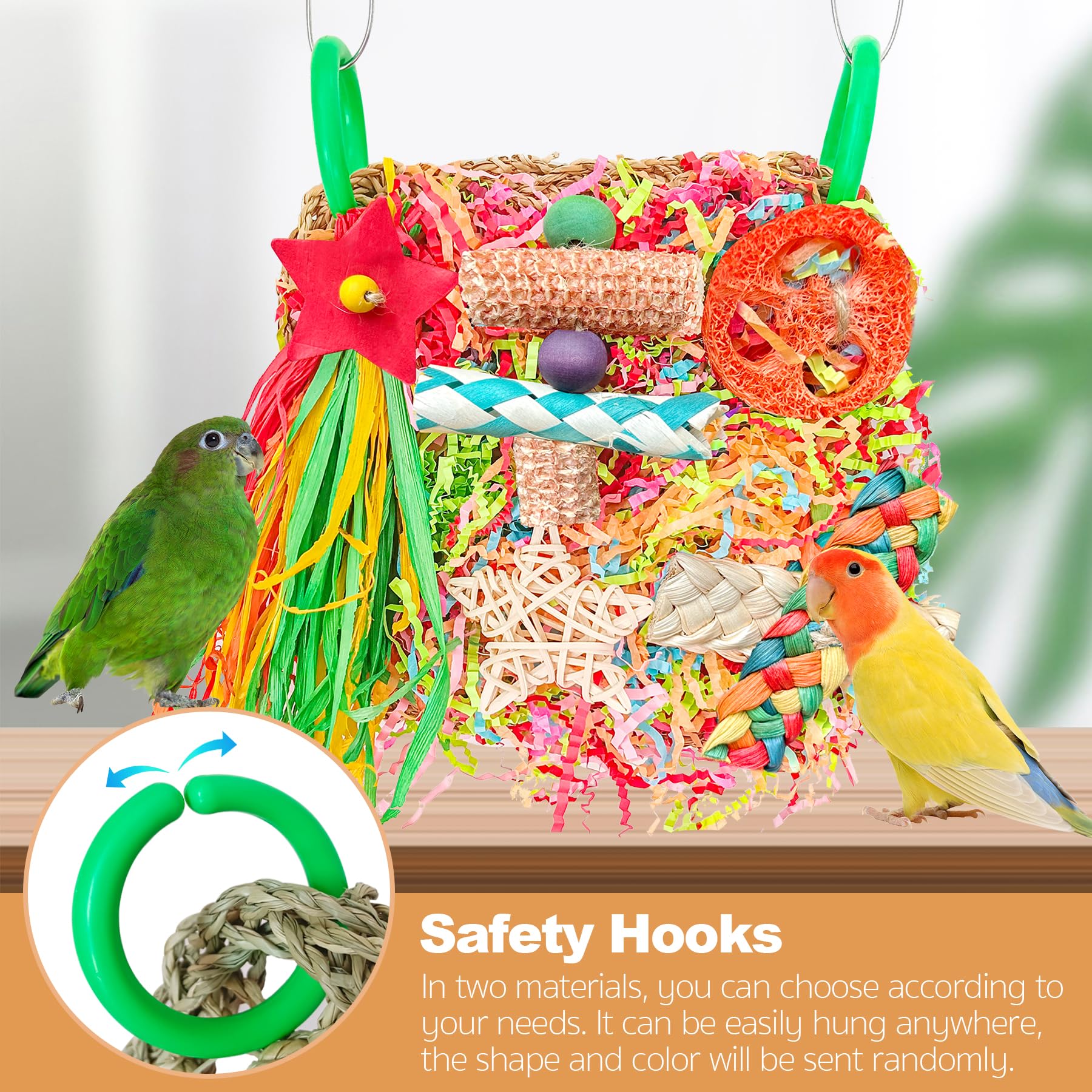 Tyotrbs Parakeet Toys anti-sway hooks enable stable mounting