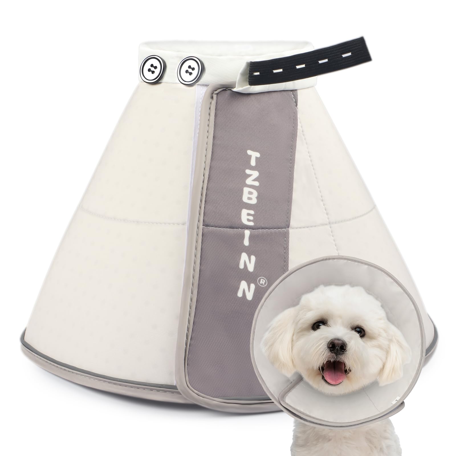 TZBEINN soft dog cone outer shell demonstrates durable protection with quiet, comfortable resting.