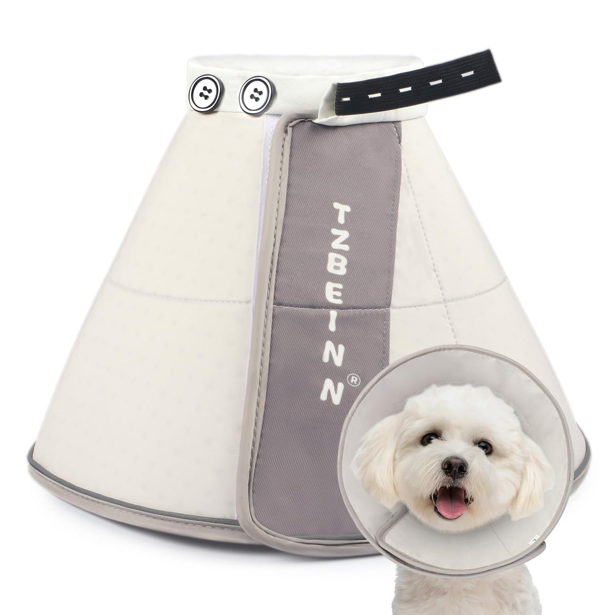TZBEINN soft dog cone outer shell demonstrates durable protection with quiet, comfortable resting.