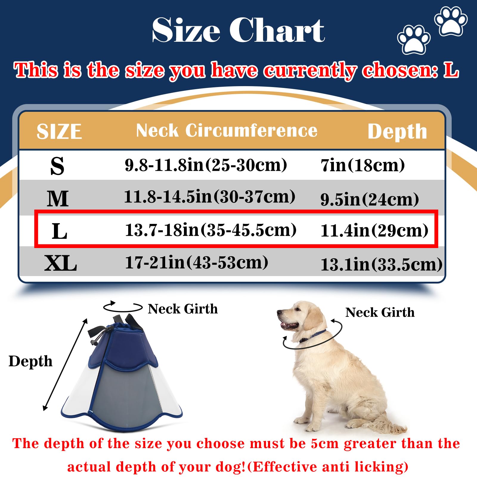 TZBEINN large-neck option fits girth 13.78-17.9 inches for bigger canine needs.