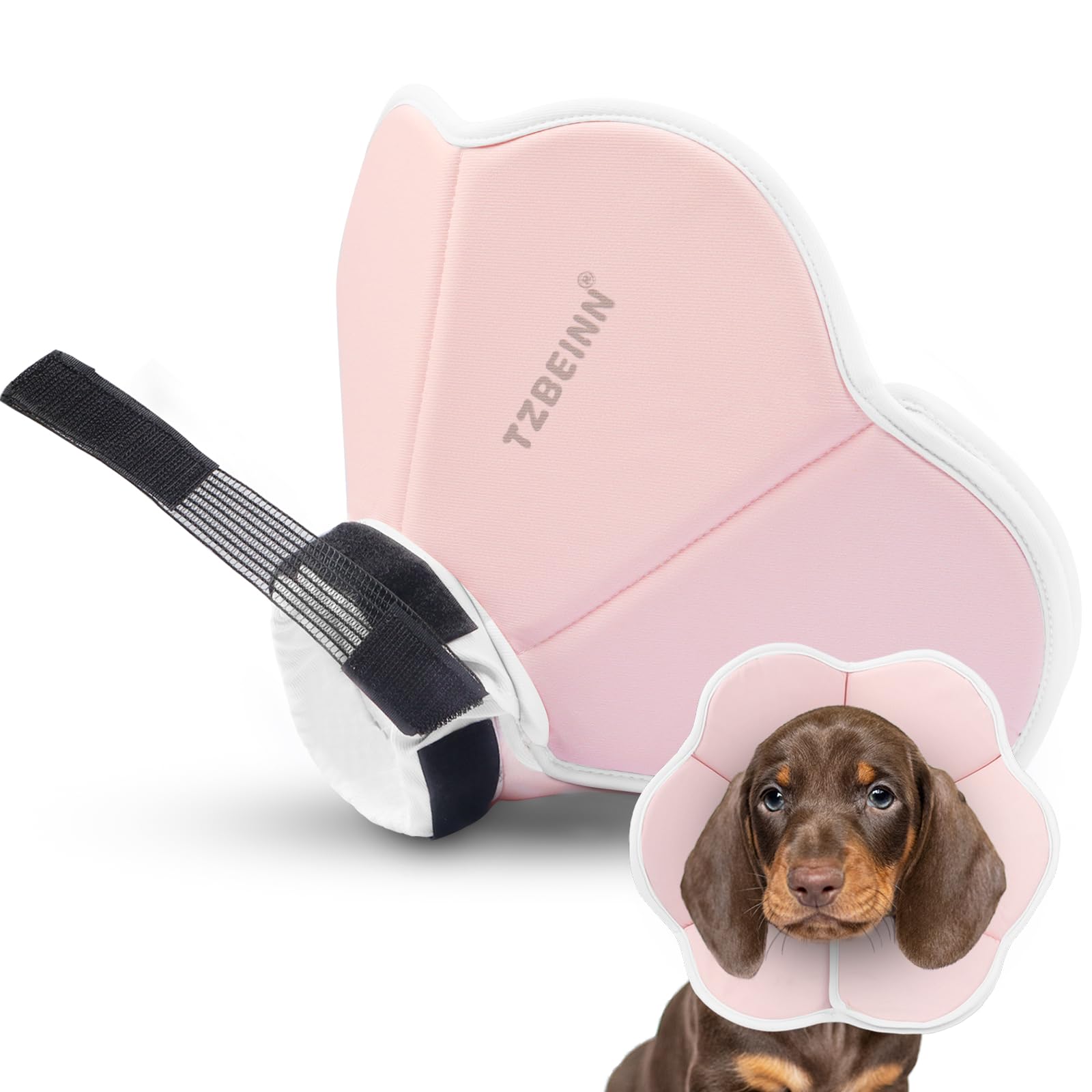 TZBEINN soft dog cone with anti-escape Velcro prevents licking and escapes during recovery.