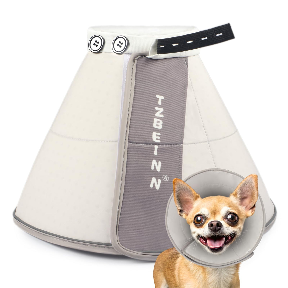 TZBEINN soft small dog cone front view offers comfortable support and wound protection