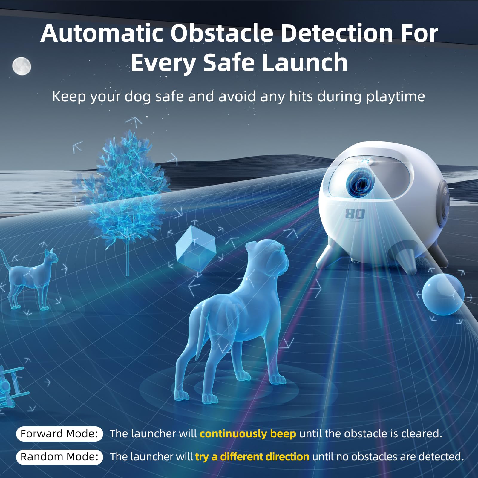 uahpet automatic ball launcher distance options enable yard to park play