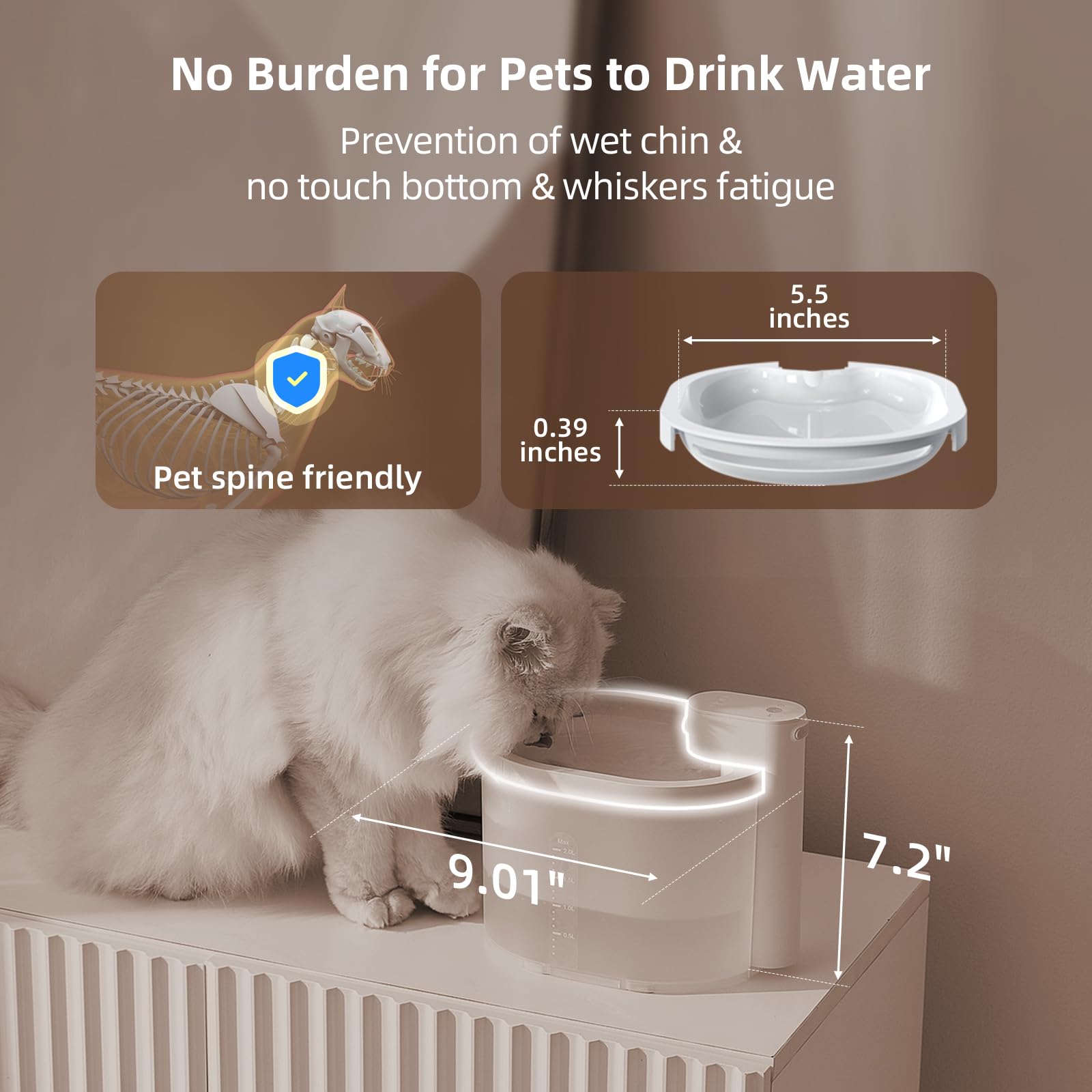 uahpet cat water fountain 2l reservoir ensures ample supply