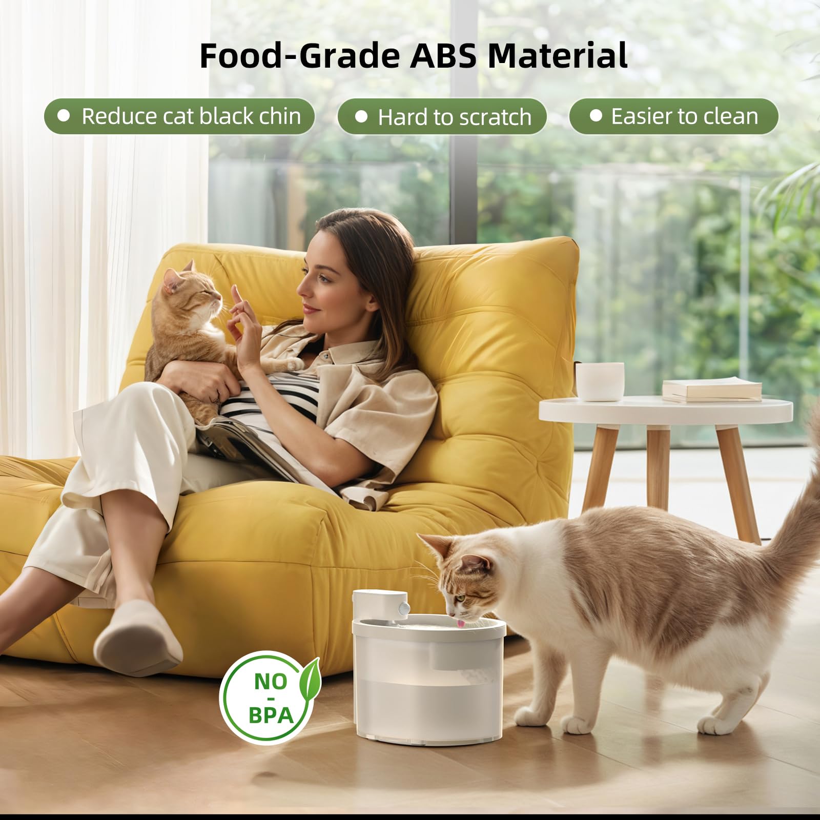 uahpet cat water fountain easy-clean chamber for quick maintenance