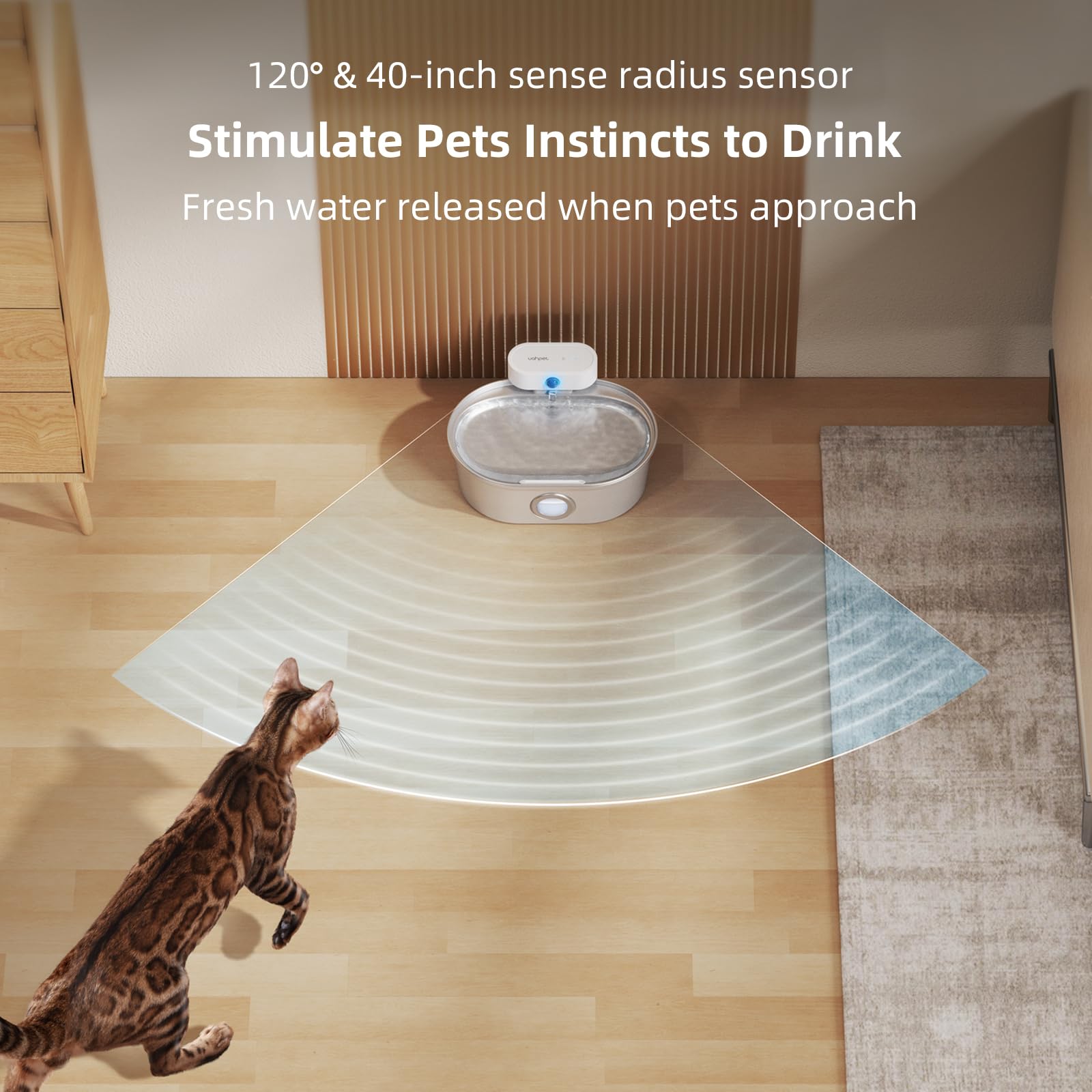 uahpet wireless cat water fountain stainless steel pro water level window enables quick hydration checks