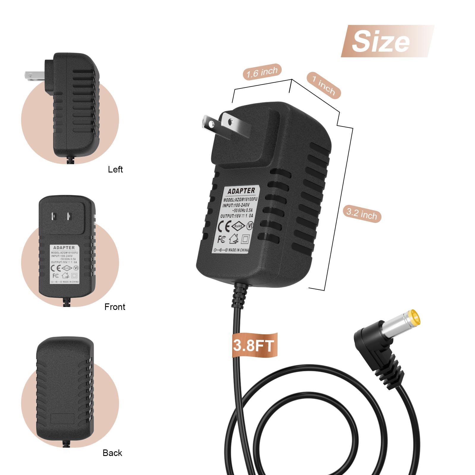 UAUSE 9.8-foot power cord offers flexible placement for your self-cleaning litter box.