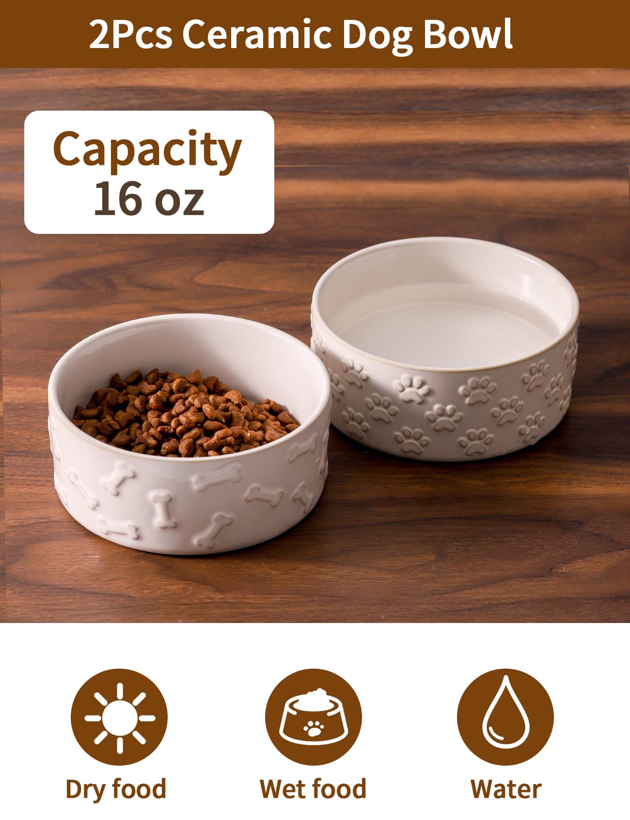 UBEE ceramic bowls 5.1-inch height, comfortable feeding for dogs and cats