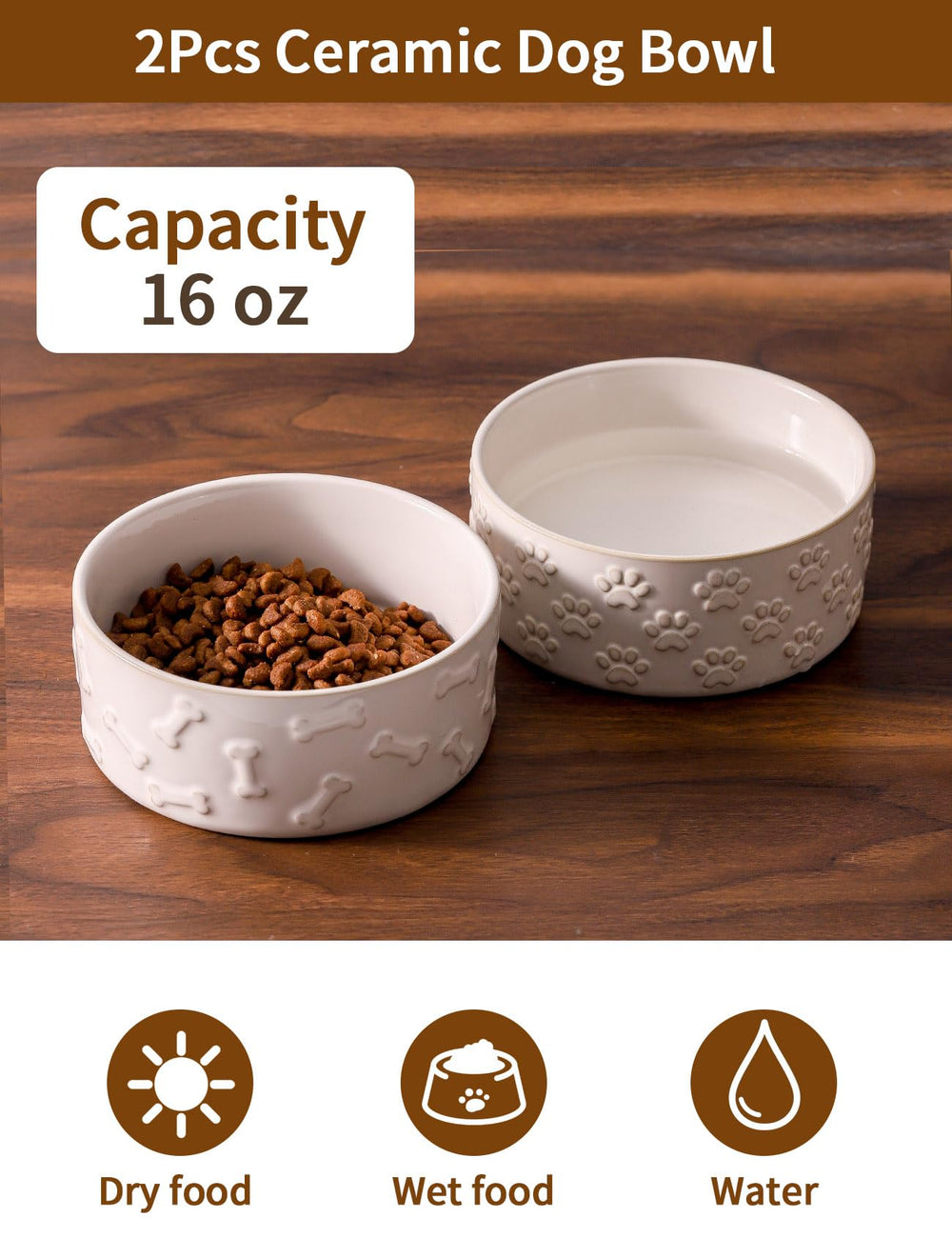 UBEE ceramic bowls 5.1-inch height, comfortable feeding for dogs and cats