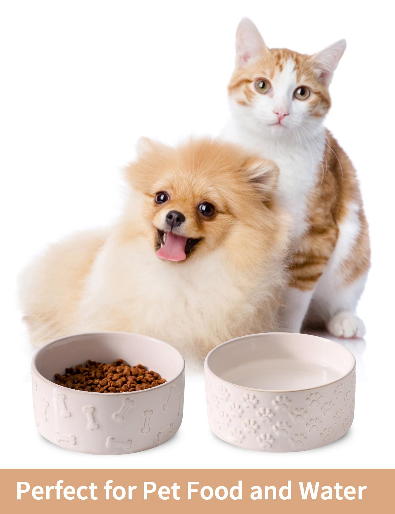UBEE ceramic bowls suitable for dry or wet food and water, versatile use