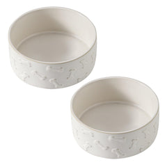 UBEE ceramic dog bowl set bone-pattern top view for easy feeding and household use