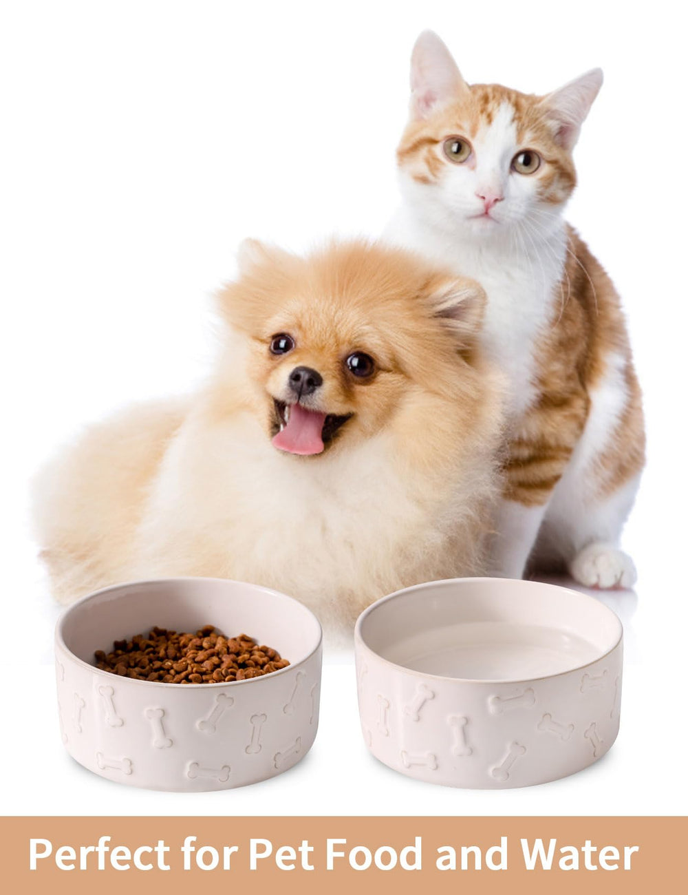 UBEE ceramic dog bowl set food and water use highlights versatility for dry wet food and water