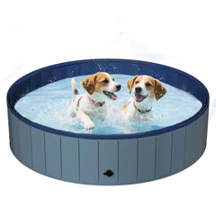 UCCY foldable dog pool folded for compact storage and easy transport.