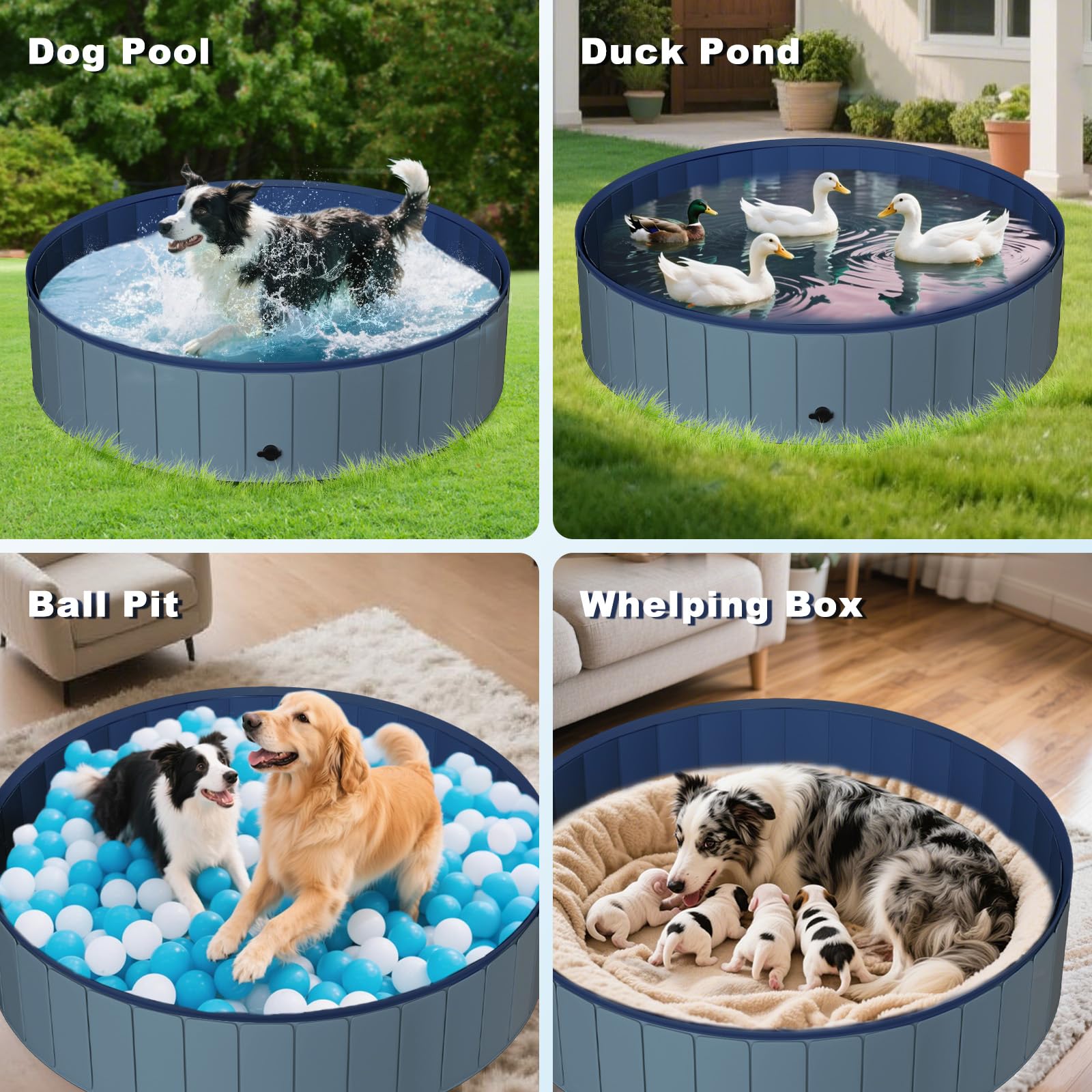 UCCY foldable dog pool used as a ball pit for playful dogs.