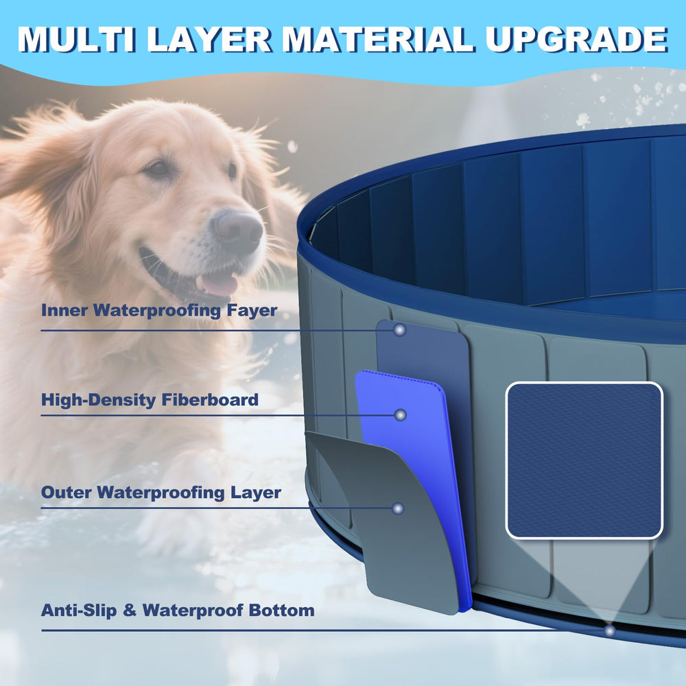 UCCY foldable dog pool with thickened PVC board offers stable support.