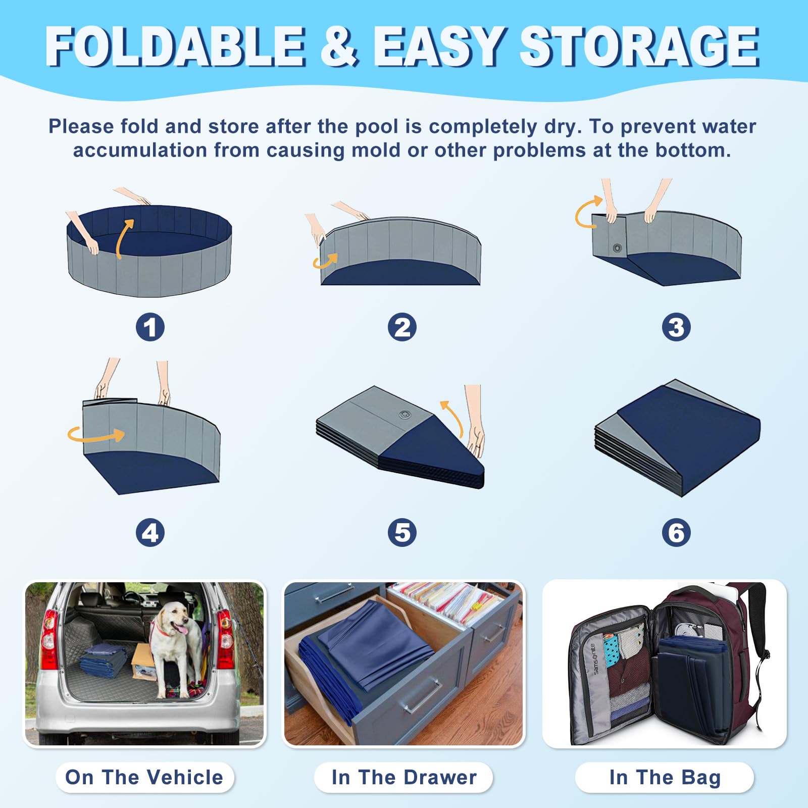 UCCY foldable dog pool ready for travel or camping setups.