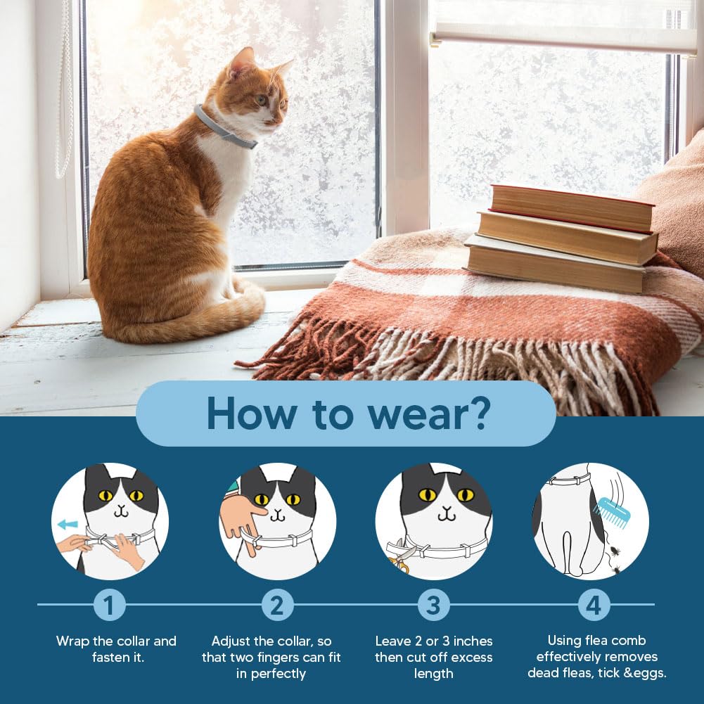 UDyoude flea collar cat fit on neck demonstrates comfortable adjustable fit