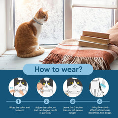 UDyoude flea collar cat fit on neck demonstrates comfortable adjustable fit