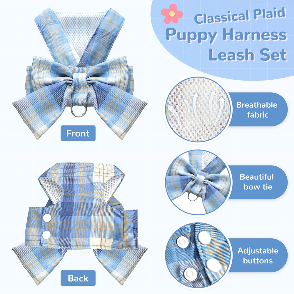 UETZLTB leash with metal D-ring matches blue harness for secure control.