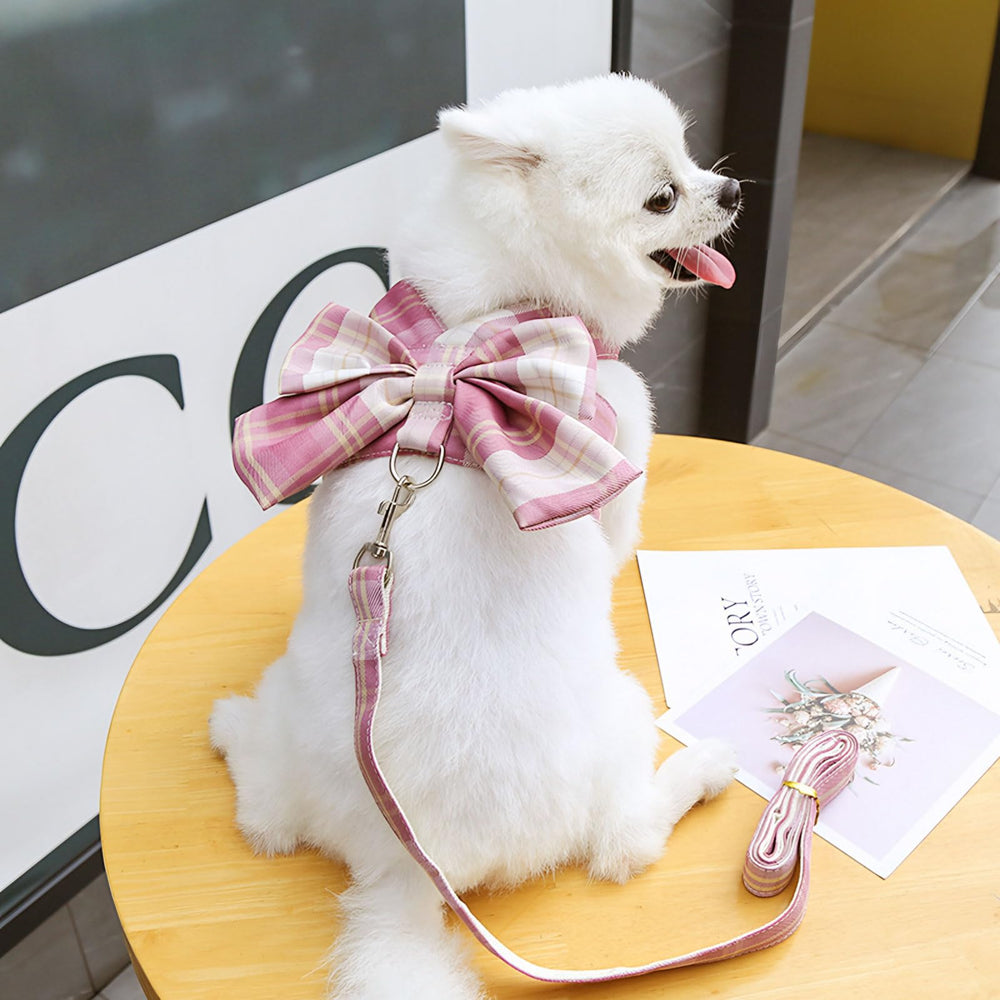 UETZLTB pink bow-tie outfit adds charm to small-dog outfits.