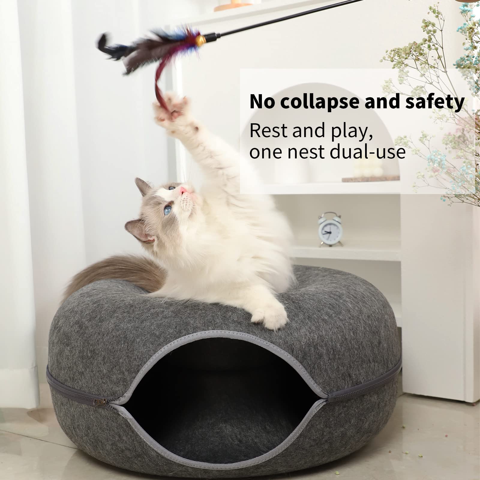 Uezea Cozy Cat Tunnel Bed suitable for small dogs for cozy cave