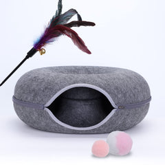 Uezea Cozy Cat Tunnel Bed top view showing roomy interior for lounging