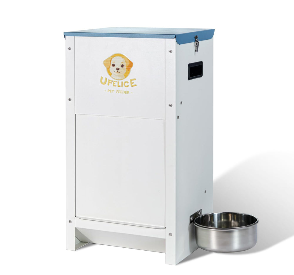 UFelice Dog Feeder 25lbs capacity shows ample storage for busy households.