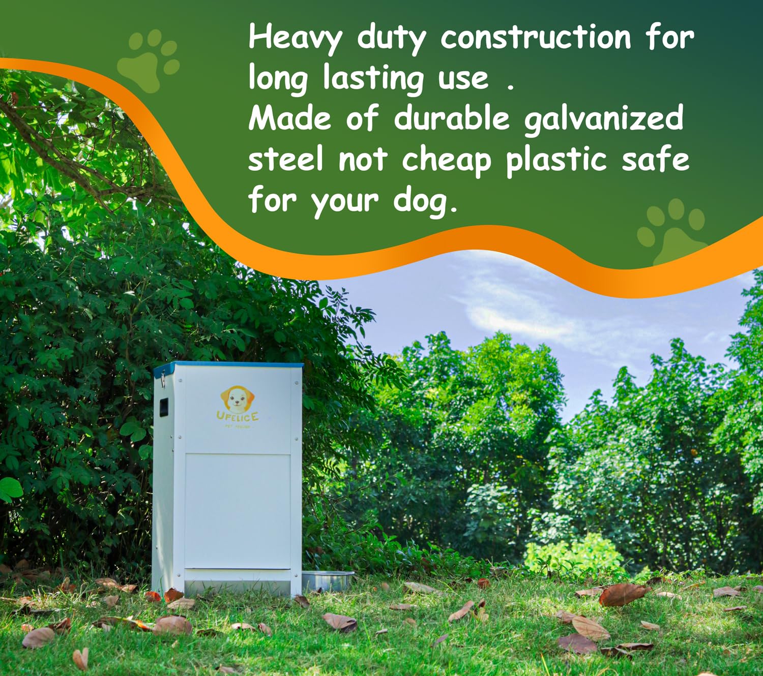 UFelice Dog Feeder angled-chute provides controlled, mess-free food flow.