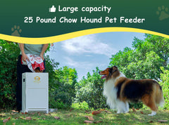 UFelice Dog Feeder gravity-door-closure keeps kibble dry and pests out.