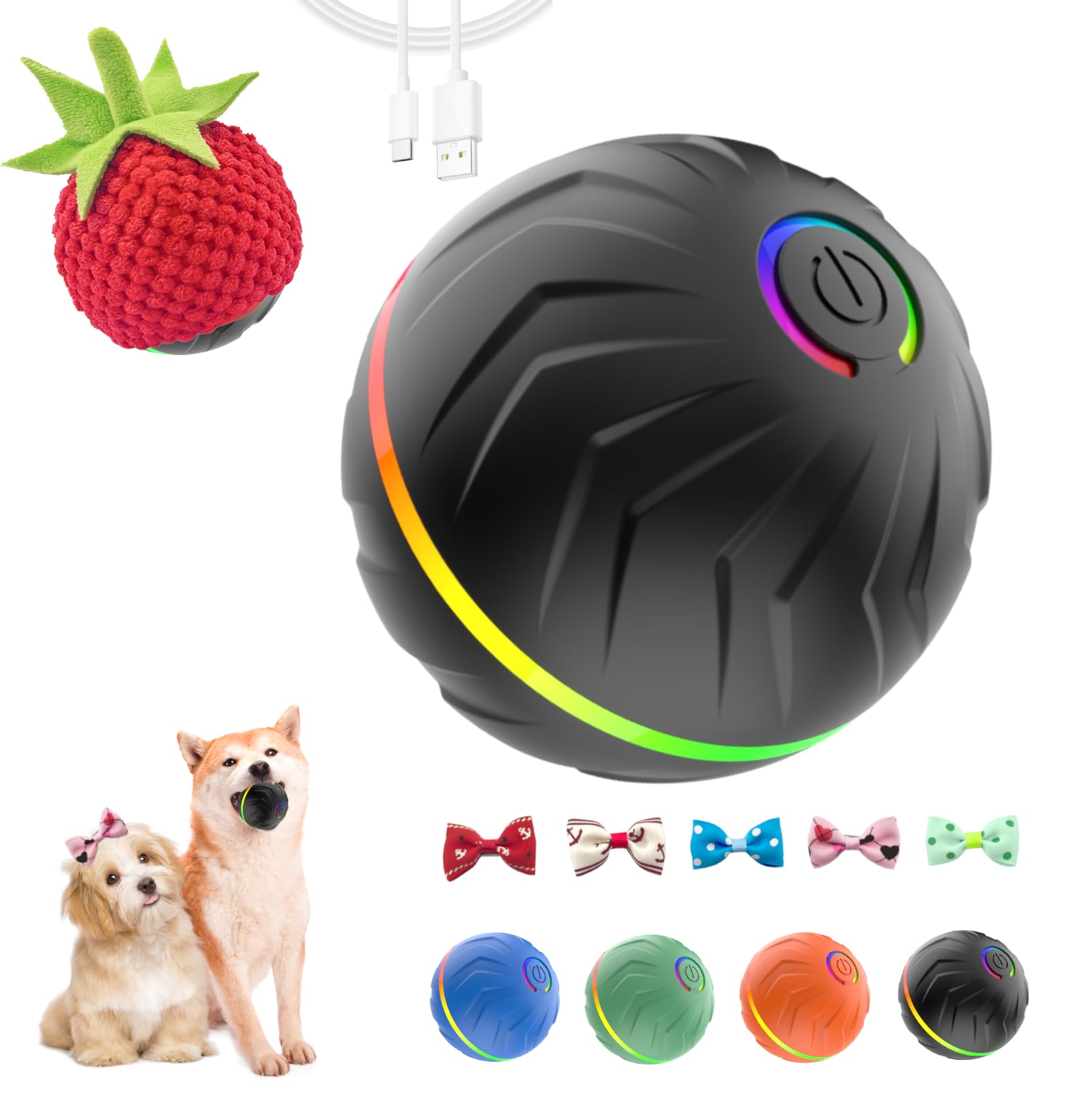 ugdurwp Interactive Dog Ball in motion keeps dogs engaged with rolling play