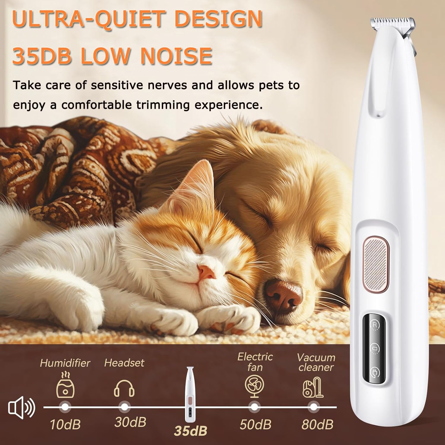 ugdurwp low-noise-35db pet clipper keeps pets calm during grooming.
