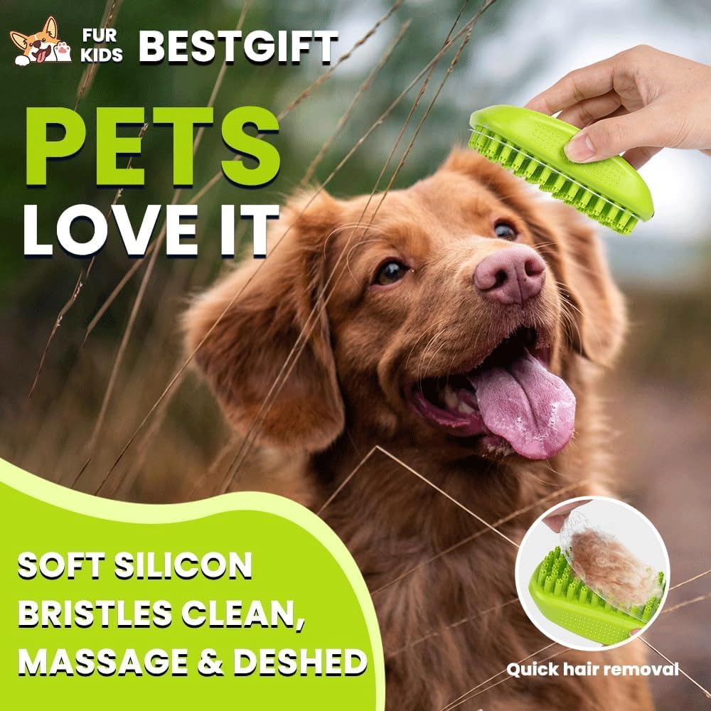 UGNEL dog bath brush with foam dispenser for rich lather during baths