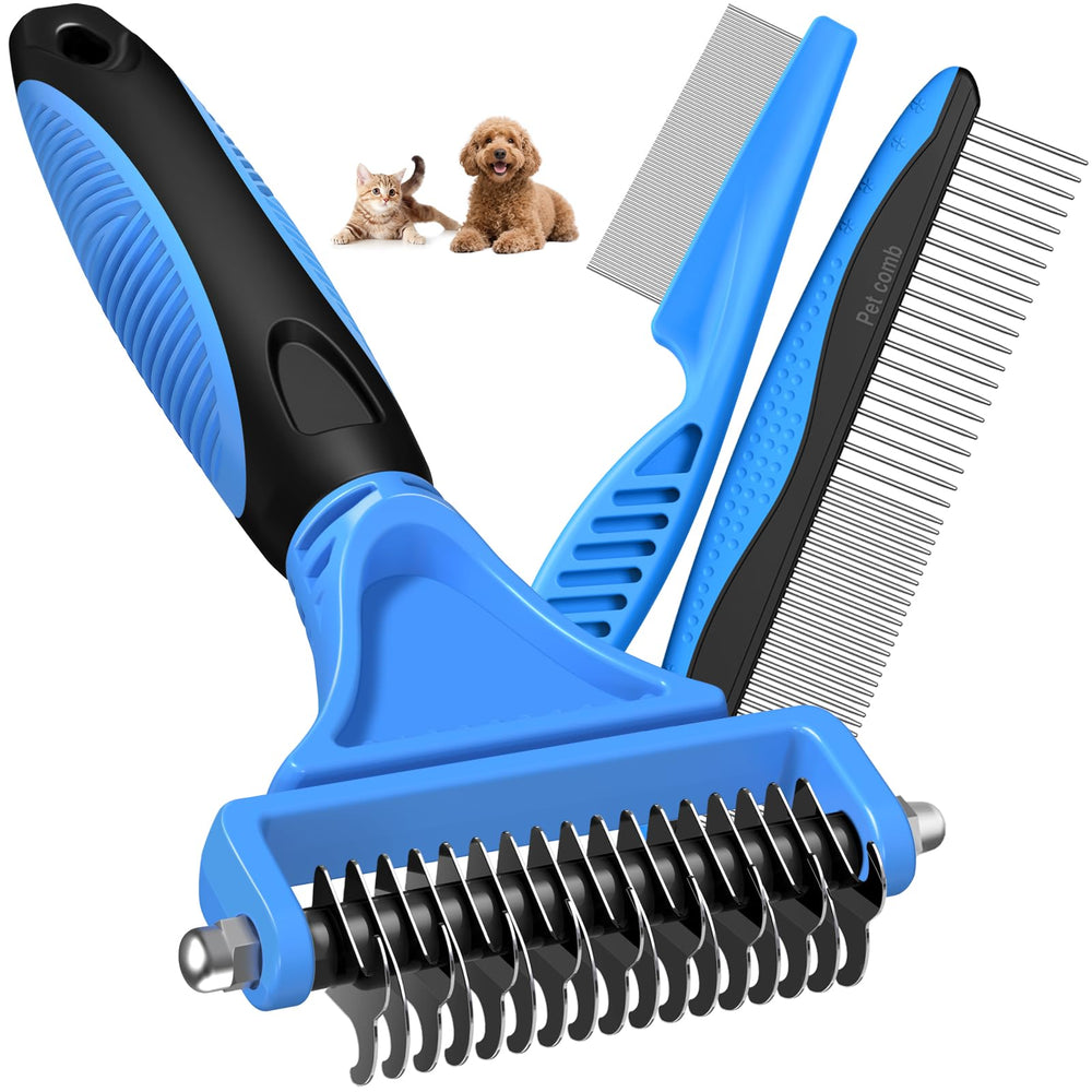 UGNEL 3PCS Pet Grooming Kit blue set shown for home grooming