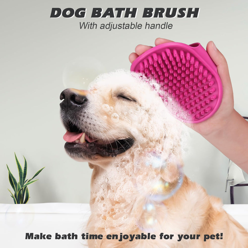 UGNEL dog bath brush with adjustable ring handle for comfortable bathing