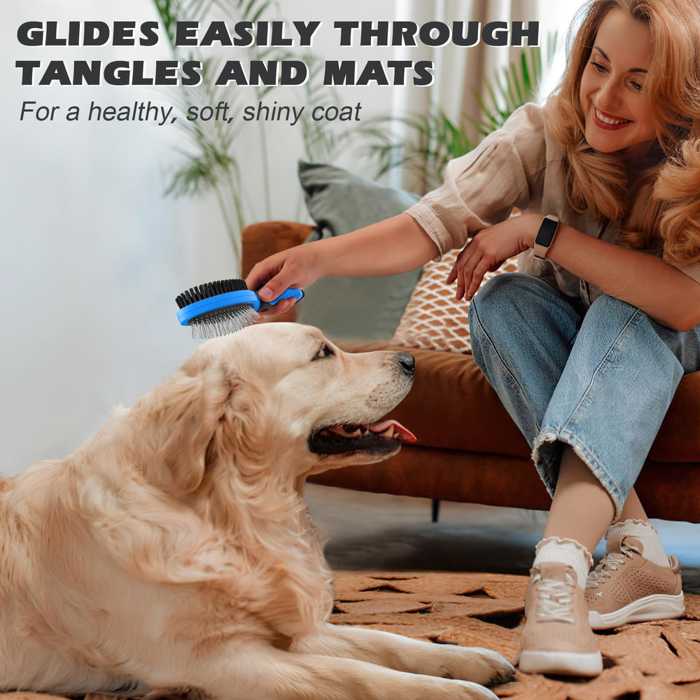 UGNEL dog bath brush with adjustable ring handle for easy grip.