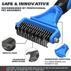 UGNEL double-sided comb blue, wide and dense sides for knots
