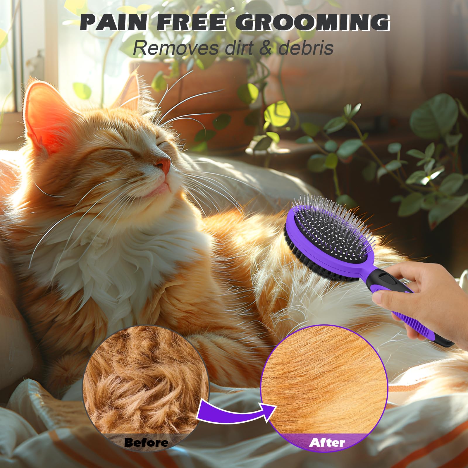 UGNEL nylon brush adds shine to coats for dogs and cats